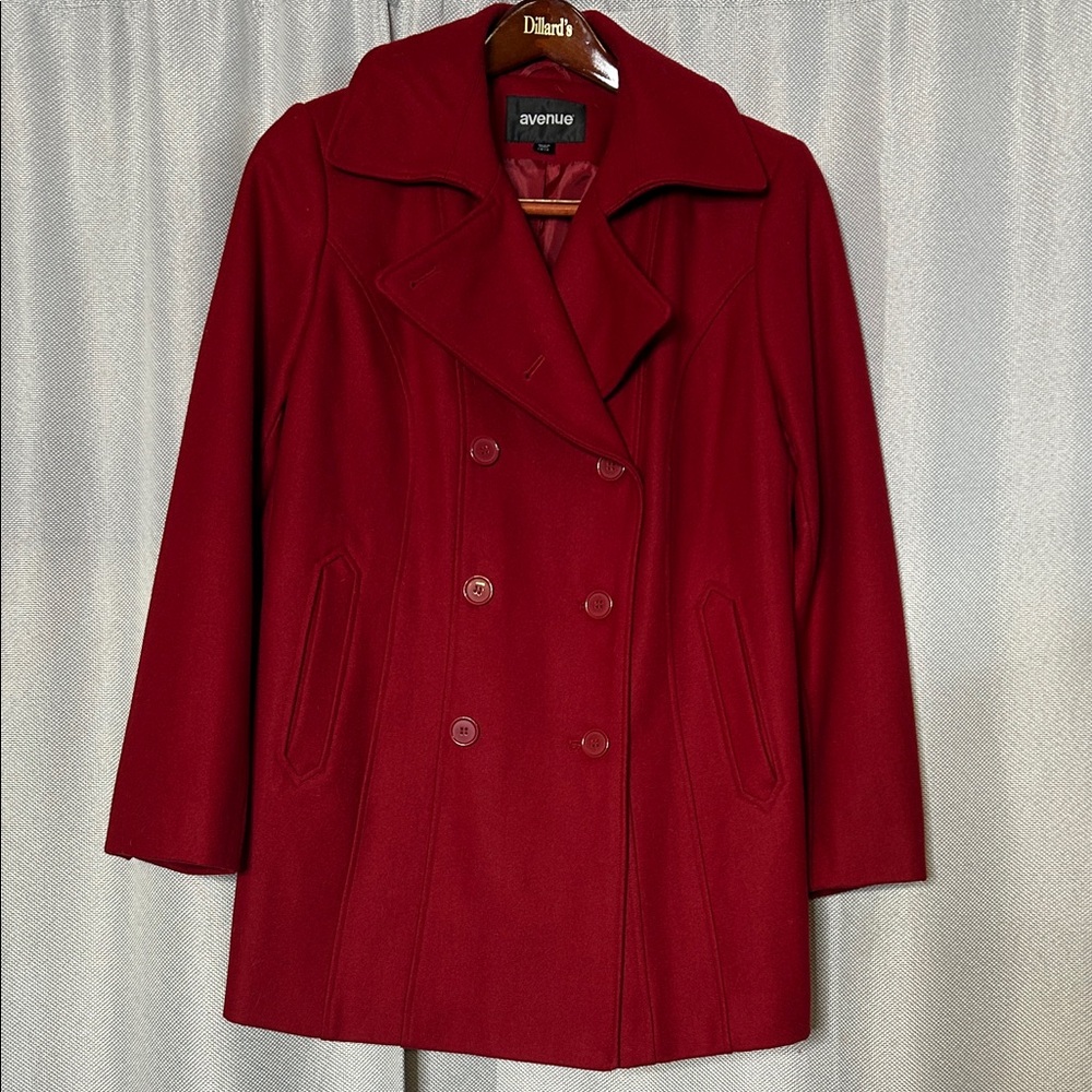 Avenue Women's Deep Red Peacoat